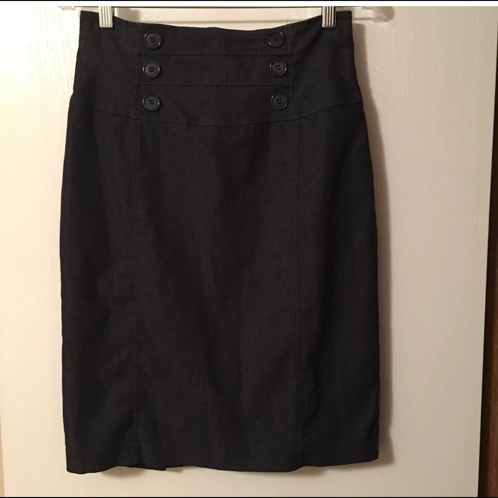 Lined Denim Skirt Sz 4 Worthington. Kick Pleat.Zip